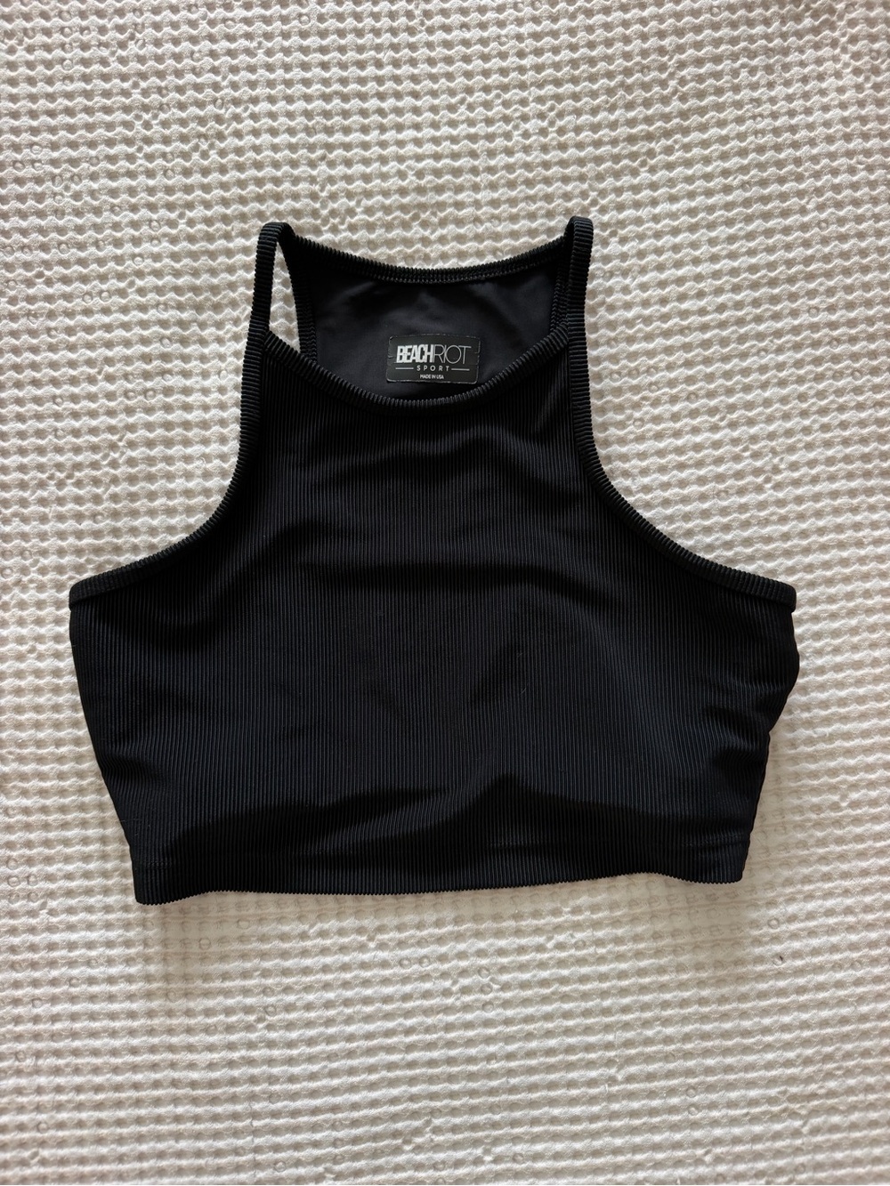Beach Riot black ribbed crop athletic tank